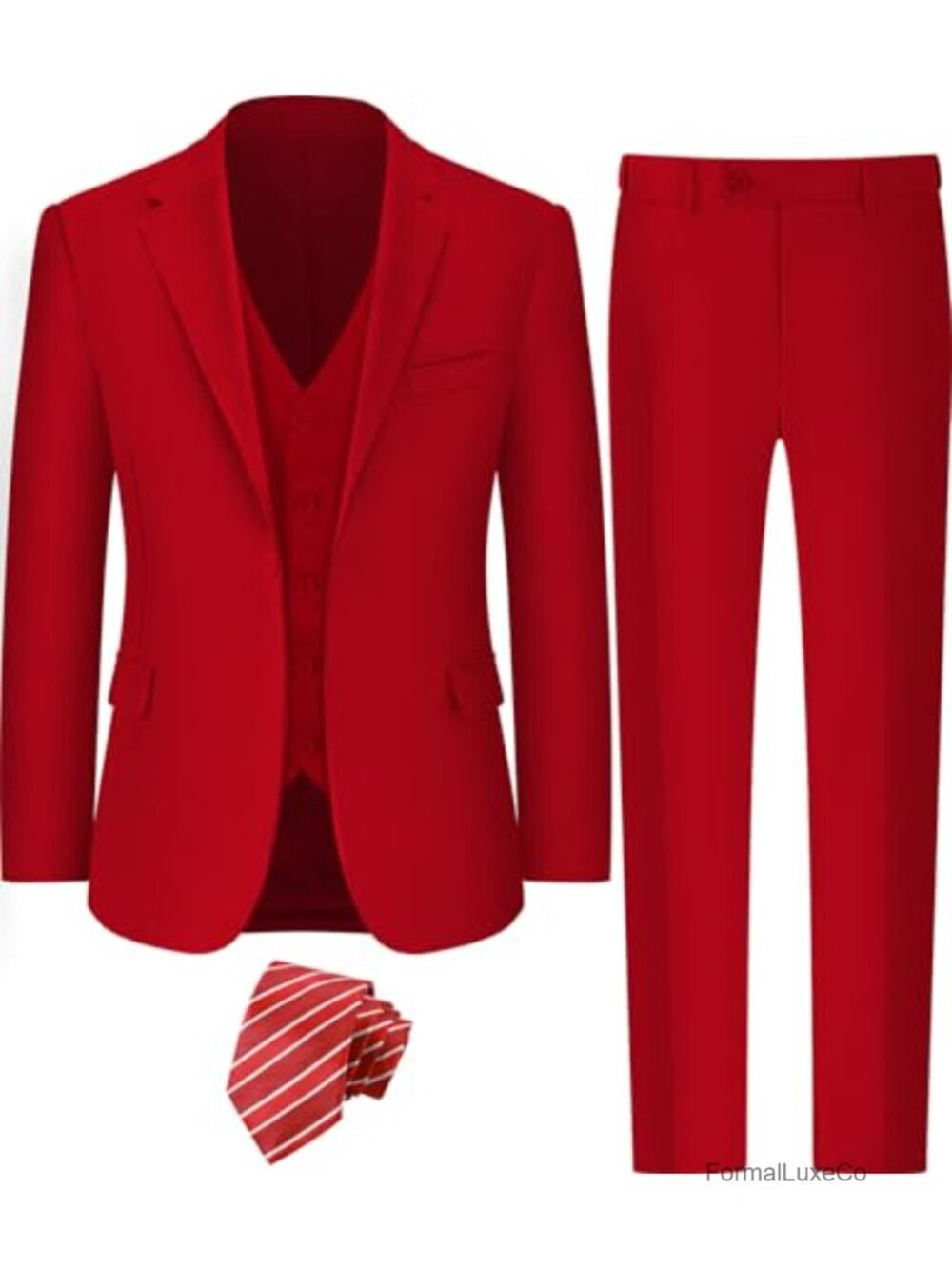 Men's 3 Piece Suit Set Slim Fit One Button Blazer Vest Pants Tie Formal